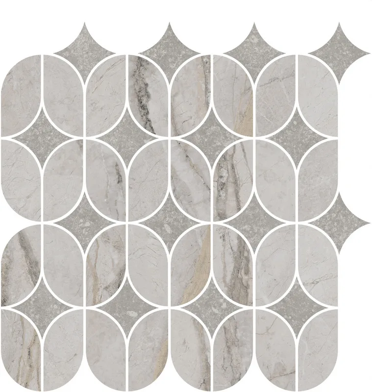 Ифран наборный серый светлый глянцевый обрезной 30x32,5 декор — Kerama Marazzi