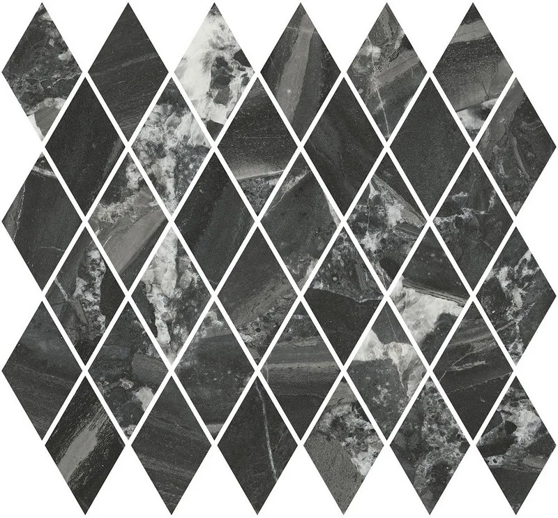Риальто мозаичный чёрный глянцевый 37,5x35