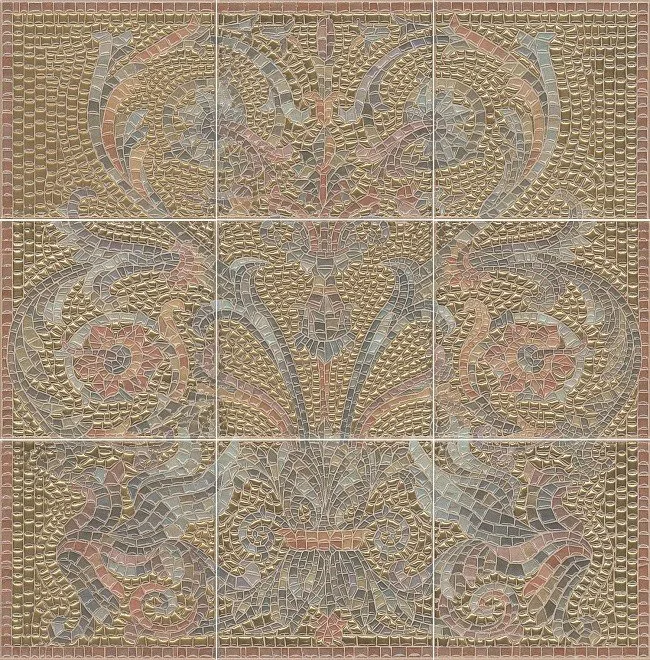 Керамическая плитка Панно Виченца золото, 9 частей 15х15 45x45
