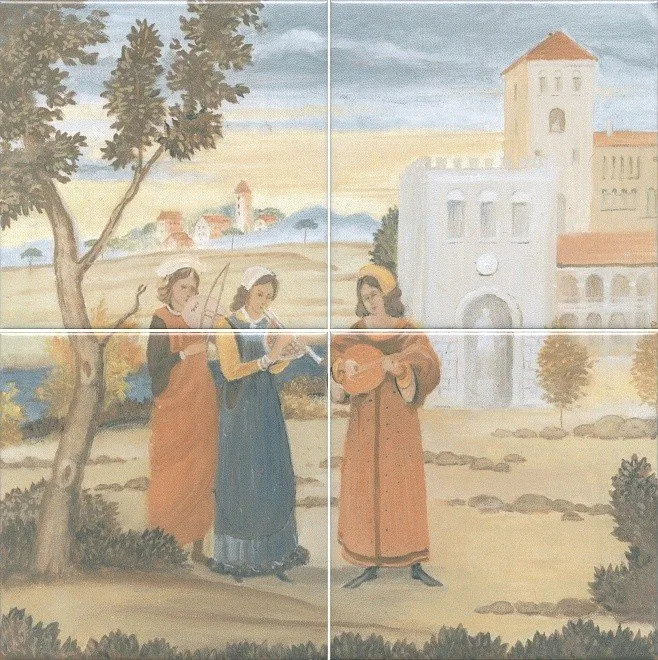 Керамическая плитка Панно Виченца, 4 части 15х15 30x30