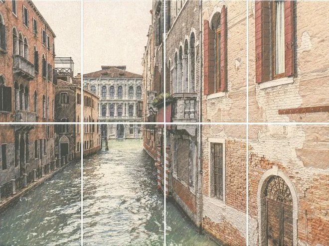 Керамическая плитка Панно Золотой пляж Venezia, панно из 8 частей 20х30 80x60