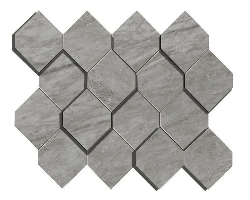 Marvel Bardiglio Grey Mosaico Esagono 3D — Atlas Concorde — 28,2×35,3 см