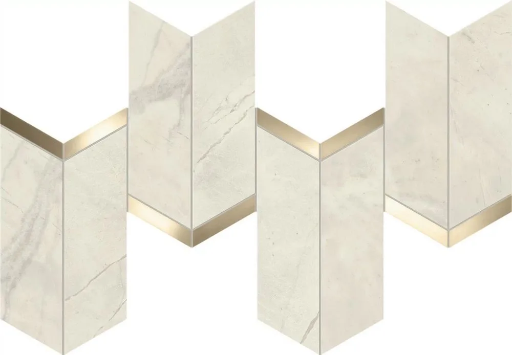 Marvel Calacatta Perla Mosaico Chevron Lappato