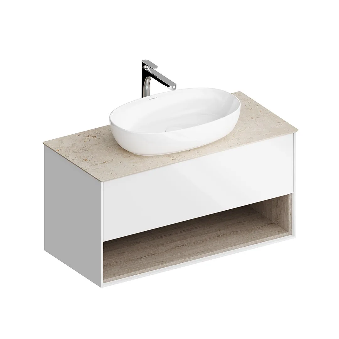 Тумба Plaza Modern/Плаза Модерн подвесная 100 белый 1 ящик + полка