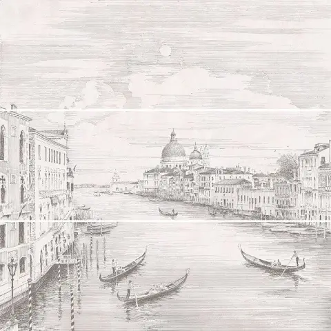 Керамическая плитка Панно Город на воде Venice, 3 части 25х75, обрезной 75x75