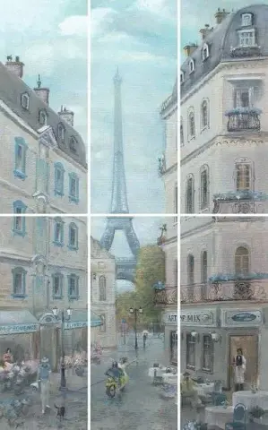 Керамическая плитка Панно Кантри Шик Париж из 6 частей 20x50 60x100