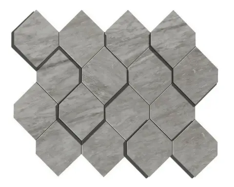 Marvel Bardiglio Grey Mosaico Esagono 3D