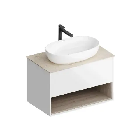 Тумба Plaza Modern/Плаза Модерн подвесная 80 белый 1 ящик + полка