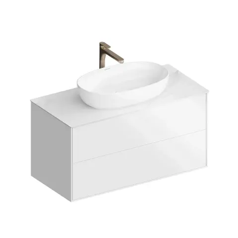 Тумба Plaza Modern/Плаза Модерн подвесная 100 белый 2 ящика